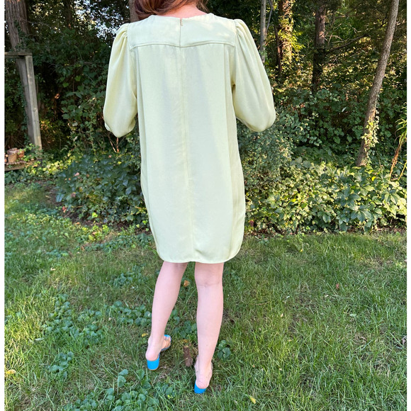Maria McManus Size 2 Gathered Shoulder Mini Dress Lemon Ice Long Sleeve NWT $990 - Picture 12 of 16